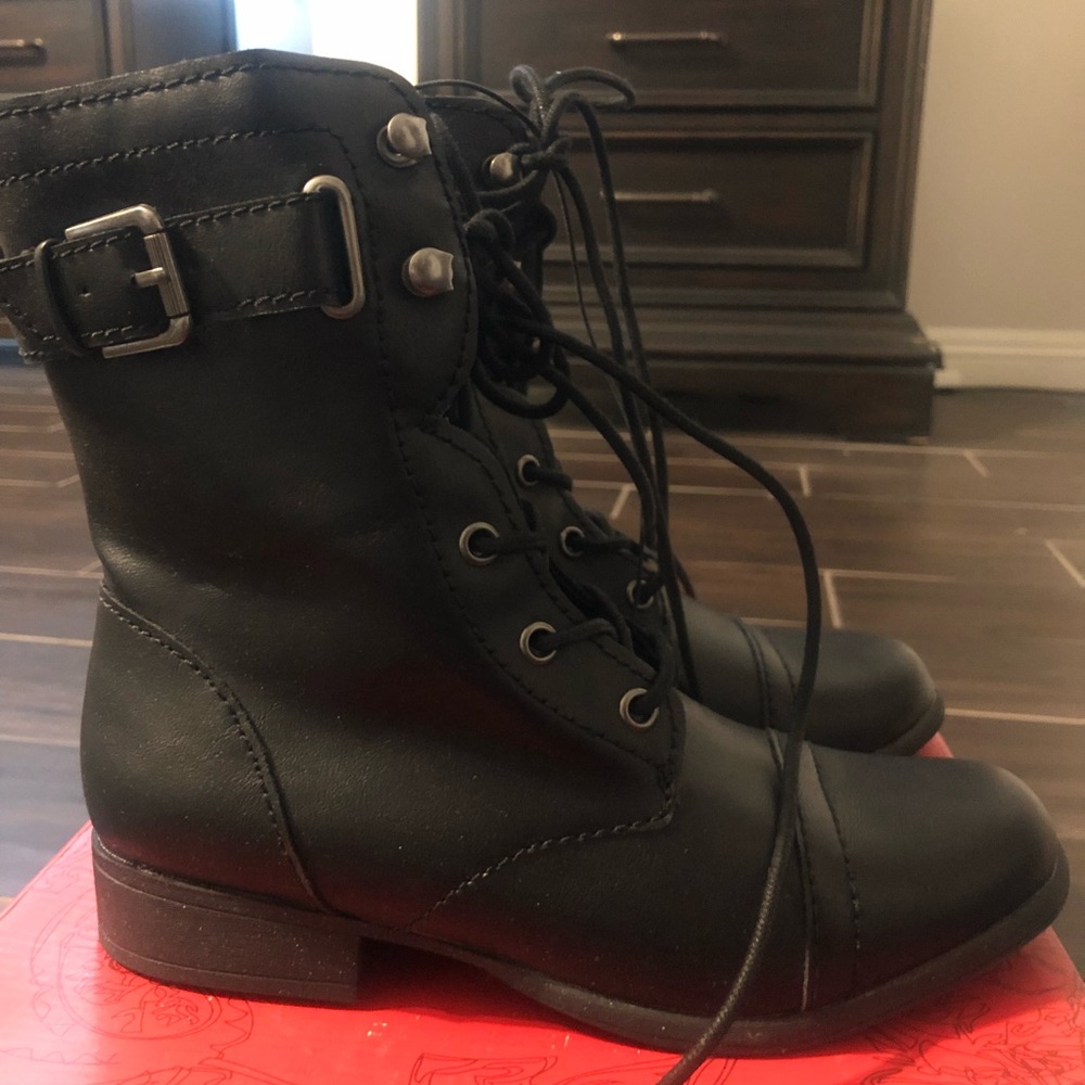 American Rag- Black Fionn Lace-Up Combat Boots